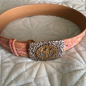 Donald J. Pliner Silver Peace Sign Two-tone Belt